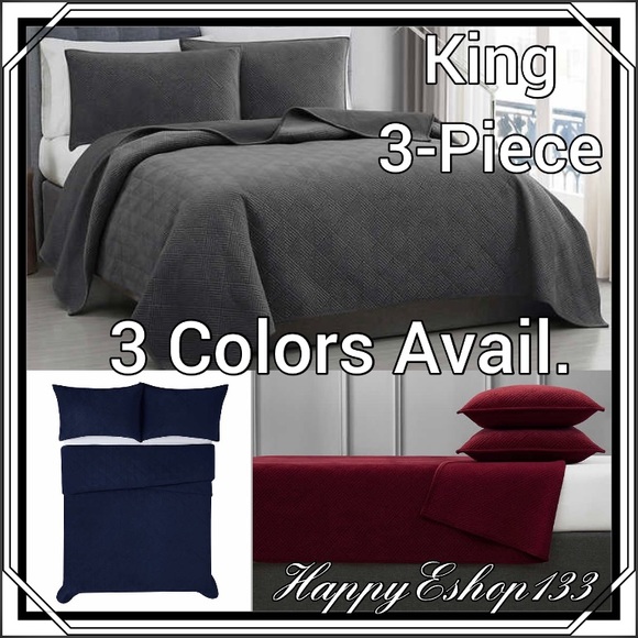 Future Soft Embroidered Velvet King Quilt Set,3-Pc - Picture 1 of 16
